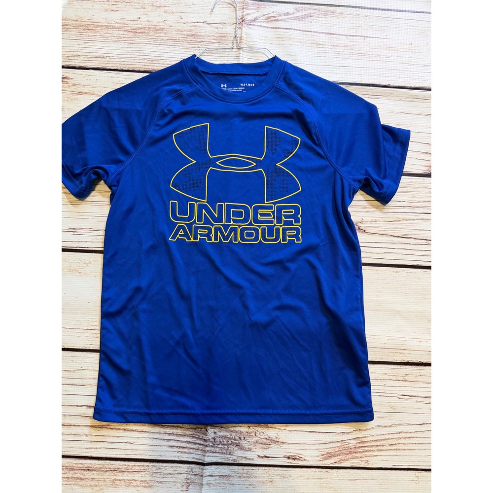 Under Armour Boys Blue HeatGear Graphic Logo Short Sleeve Athletic T-Shirt YLG